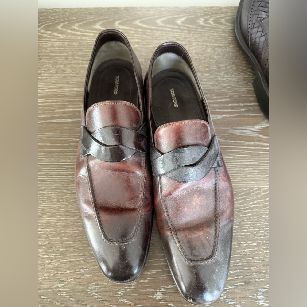 Tom Ford Men's Dark Brown Leather Slip-Ons